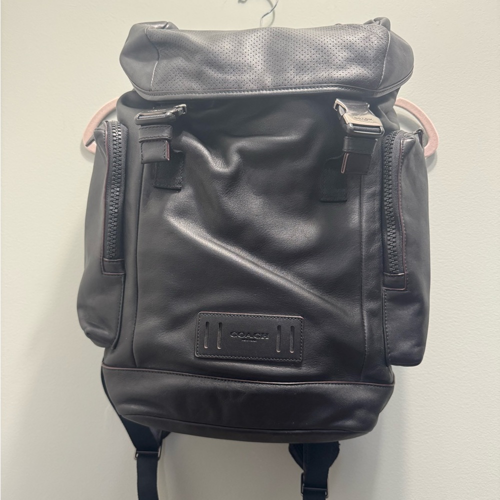 Coach Black Leather Men's Backpack